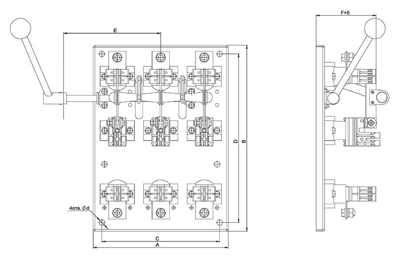Рубильник РПБ 6 630А  Рубильник РПБ 6 630А