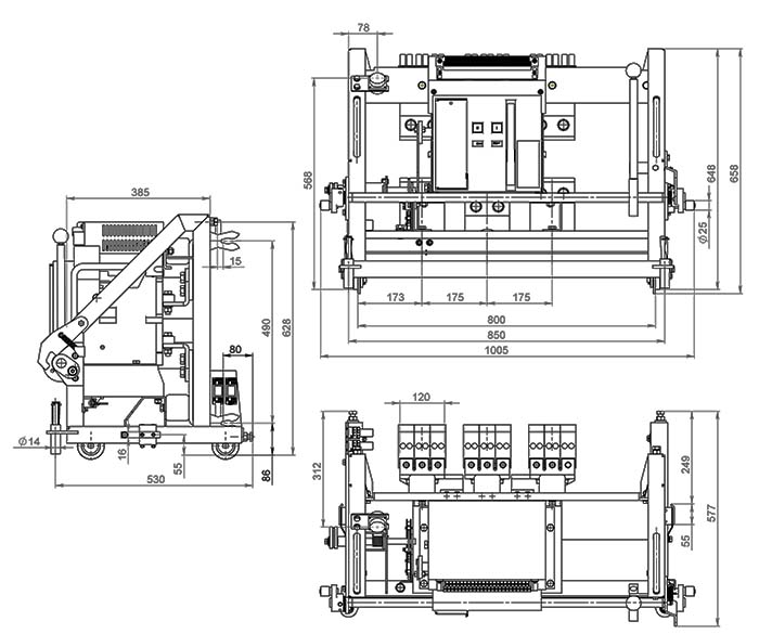 Габаритные размеры АВ2М 10СВ-55-41 400А